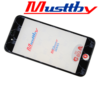 Sklíčko + OCA Musttby iPhone 8 s černým rámečkem