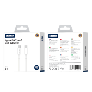 Kabel JELLICO - B1 USB-C / USB-C 60W 1m bílý