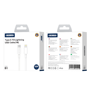 Kabel JELLICO - B1 USB-C - Lightning 20W 1m bílý
