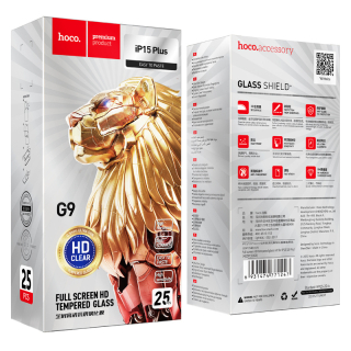 Ochranné tvrzené sklo iPhone 15 PLus HOCO G9 celoplošné lepení 5D sada 25 ks.