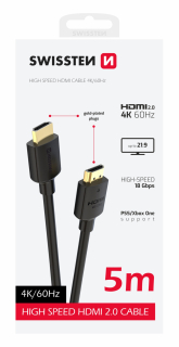 Pletený HDMI kabel Swissten 4K 60 Hz, 5 m: