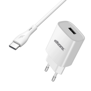 MOONX síťová nabíječka MC01 2.1A 10.5W 1xUSB + kabel USB-C bílý