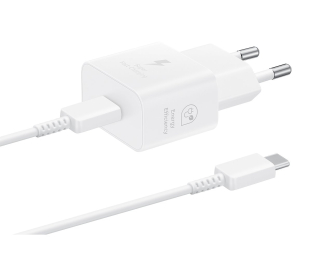 Originál síťová nabíječka Samsung EP-T2510EWE PD 25W + USB-C kabel 1m EP-DN980BWE bílá bulk