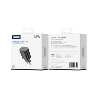 Jellico síťová nabíječka EU25 PD 25W USB-C černá Rychlá - bezpečná s výkonem 25W