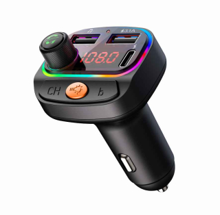 SWISSTEN RGB FM Transmiter Bluetooth 5.3 USB + USB-C– Autonabíječka, přehrávač a handsfree sada v jednom