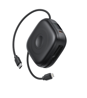 SWISSTEN Voltbox MagGO 10 000 mAh 20W s USB-C vestavěným kabelem – Powerbanka s MagSafe, bezdrátovým nabíjením + Apple Watch černá