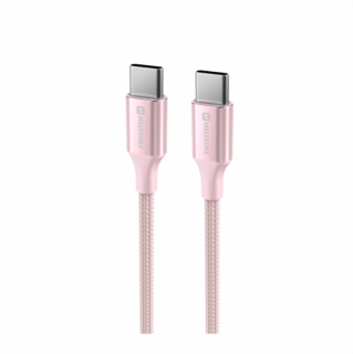 Swissten USB kabel USB-C - USB-C 3A 60W 1,5m Textile II růžový