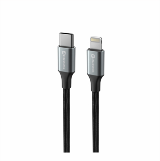 Swissten USB Kabel USB-C - Lightning 3A 30W 1,5 m Opletený Textile II černý