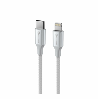 Swissten USB Kabel USB-C - Lightning 3A 30W 1,5 m Opletený Textile II bílý