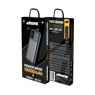 MOONX powerbanka MP02 PD 20W 1xUSB-C + 1xUSB QC3.0 22.5W 10000mAh černá