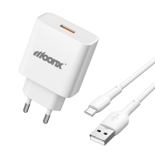 MOONX síťová nabíječka MC05 22,5 W 1x USB QC3.0 + kabel USB-C bílá