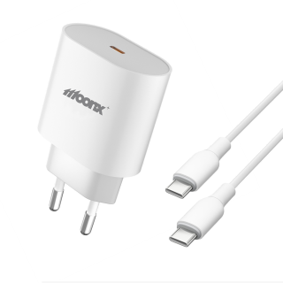 MOONX síťová nabíječka MC06 PD 25W 1xUSB-C + USB-C - USB-C kabel bílá