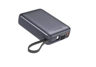 Swissten Powerbanka 20 000 mAh 22,5W s vestavěným USB-C a Lightning kabelem černá
