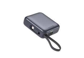 Swissten Powerbanka 10 000 mAh 22,5 W s vestavěným USB-C a lightning kabelem černá