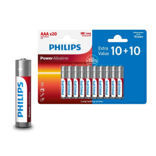 Philips AAA LR03 / R03 alkalické baterie 1,5 V balení 20 ks 10 + 10ks zdarma