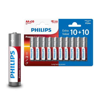 Philips AA LR6 / R6 alkalické baterie 1,5 V balení 20 ks LR6P20BP/10 10 + 10 ks zdarma