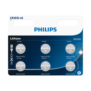 Philips CR2032 lithiové knoflíkové baterie 3 V CR2032P6/01B v blistru 6 ks