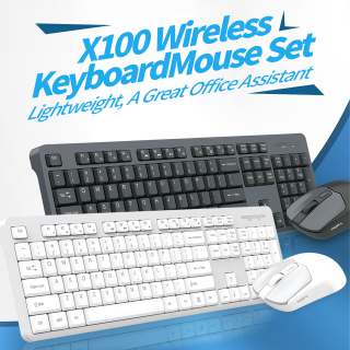 Mofii bezdrátový set klávesnice + myš retro X100 SMK-701 bílo-šedý