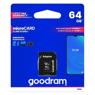 Paměťová karta micro SD 64GB + adaptér Goodram