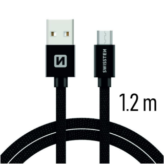 Swissten datový kabel USB opletový micro USB 1.2m černý