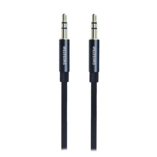 Swissten audiokabel 3,5 mm jack male - 3,5 mm jack male 1,5 M černý textilní