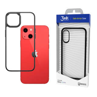 3MK Obal iPhone 13 Mini Satin Armor Case+ transparentní s černým rámečkem