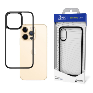 3MK Obal iPhone 13 Pro Max Satin Armor Case+ transparentní s černým rámečkem