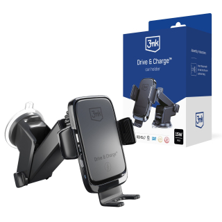 3mk Drive & Charge držák do auta na palubní desku i čelní sklo - teleskopické rameno se silnou přísavkou