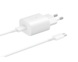 Originál síťová nabíječka Samsung EP-TA800EWE PD 25W + kabel USB-C 1m EP-DA705BWE bílá bulk