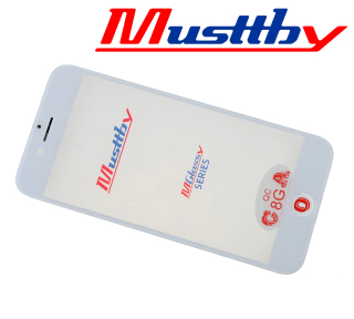 Sklíčko + OCA Musttby iPhone 8 s bílým rámečkem