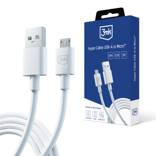 3MK Hyper kabel USB-A na MicroUSB 2,4A 1,2 m bílý