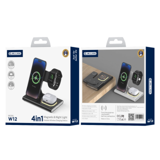 Jellico Bezdrátová nabíječka 4v1 - W12 černá