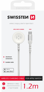 Swissten 2v1 Kabel pro nabíjení Apple Watch a zařízení s USB-C 1,2m bílý