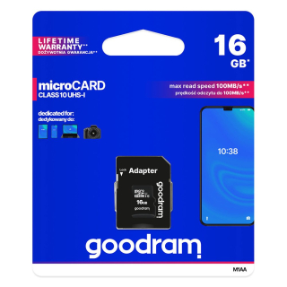 Paměťová karta Goodram micro SDHC 16GB + adaptér