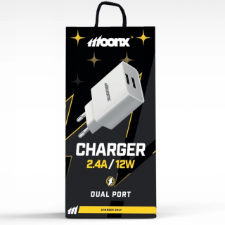 MOONX síťová nabíječka MC02 2.4A 12W 2xUSB bílá