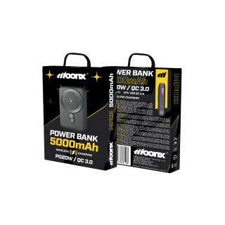 MOONX powerbanka MagSafe MP03 PD 20W 1xUSB-C + 1xUSB QC3.0 22.5W 5000mAh černá