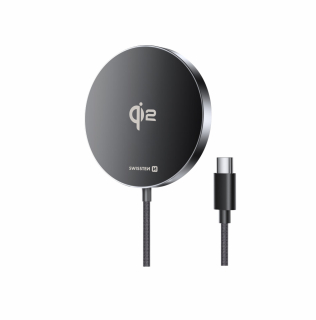 SWISSTEN Bezdrátová nabíječka MagSafe 15W Qi2 černá 1,5m iPhone Appple černá