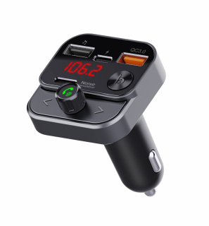 SWISSTEN FM Transmitter - nabíječka USB + USB-C černý