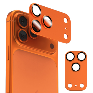 Ochranný kryt objektivu fotoaparátu - hliníkový kryt + tvrzené sklo pro fotoaparát iPhone 17 Pro Max oranžový