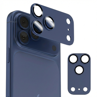 Ochranný kryt objektivu fotoaparátu - hliníkový kryt + tvrzené sklo pro fotoaparát iPhone 17 Pro Max modrý