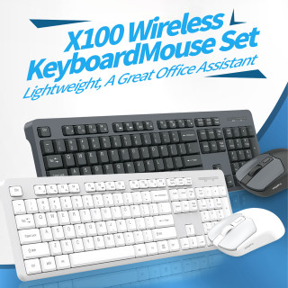 Mofii bezdrátový set klávesnice + myš retro X100 SMK-701 bílo-šedý