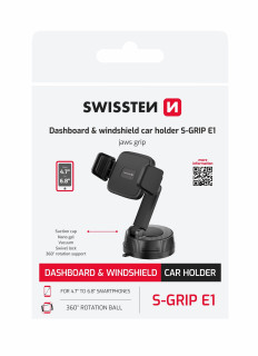 SWISSTEN S-Grip E1 – držák telefonu do auta na palubní desku a čelní sklo s nastavitelným ramenem