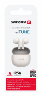 SWISSTEN Mini Tune - bezdrátová sluchátka do uší TWS Bluetooth 6.0 IP54 béžová